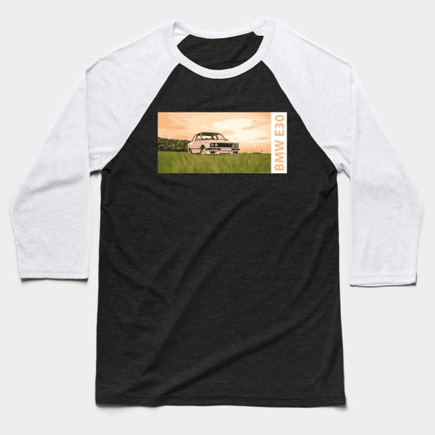 BMW E30 Baseball T-Shirt by WellChuffedMedia Designs